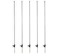 Lot de 5 piquets de rechange 120 cm au sol Longueur totale : 140 cm Poteaux en fibre de verre à pointe unique Noir Pièce de clôture