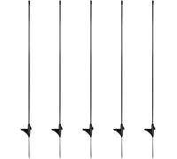 Lot de 5 piquets de rechange 90 cm au sol 110 cm long Fibre de verre Pointe unique Noir Clôture