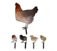 Lot de 5 piquets décoratifs en acrylique pour jardin d'animaux avec motif fantaisiste pour pelouse et pot de fleurs (poulet)