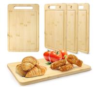 Lot de 5 Planches à Découper Bambou 30 x 20 cm - Poignée & Rainure - Plateau Apéro, Pizza & Steak - Support Bois pour Gravure Laser & Pyrogravure (Cadeau DIY)