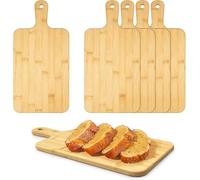 Lot de 5 planches à découper en bois avec poignée, planche à découper en bambou pour cuisine, préparation des aliments, légumes, pain, sandwich, 40,6 x 20,3 cm