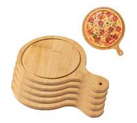 Lot de 5 planches à pizza en bois de 25,4 cm avec poignée - Bords rainurés - Écologiques - Multifonctions - Pour pizza, fromage et collations