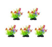 Lot de 5 plantes artificielles réalistes pour aquariums avec base pour bureau, usage commercial, aquariums, paysage, pour aquariums