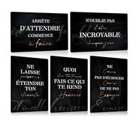 Lot de 5 - Plaque Metal Vintage Positive Citation Française - 20x30cm - Decoration Murale Citation