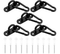 Lot de 5 plaques oculaires en acier inoxydable avec œillet, plaque oculaire noire, plaque à œillets, crochet de plafond, œillets à vis avec 6 mousquetons et vis, pour montage mural, montage au plafond