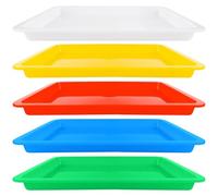 Lot de 5 plateaux d'art en plastique multicolores empilables pour travaux manuels, bijoux, projets de bricolage, peinture, perles, fournitures d'organisation - 34 x 25 x 2,6 cm