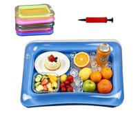 Lot de 5 plateaux flottants gonflables pour bar de piscine avec pompe à air, porte-gobelet flottant pour piscine, jacuzzi, baignoire, plage, plateau de serveur de nourriture flottant pour fête de