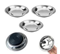 Lot de 5 plateaux magnétiques en acier inoxydable pour petites pièces métalliques avec aimant puissant et fond en caoutchouc antidérapant
