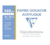 Clairefontaine 93341C - Pochette Dessin Scolaire - 6 Feuilles Papier Dessin Gouache Acrylique - 24x32 cm 300g - Idéal pour les Arts Plastiques