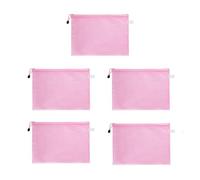 Lot de 5 pochettes A4 en plastique avec fermeture éclair pour bureau, maison, voyage, fournitures scolaires, pochettes en plastique pour cosmétiques, point de croix, puzzles, rose