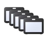 Lot de 5 pochettes en plastique transparent double face avec clip pour cartes d'identité, imperméables, adaptées pour cartes de travail, cartes d'étudiant (noir)