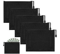 Lot de 5 pochettes plates, pochette porte-documents avec fermeture éclair, sac à billets A5, imperméable à l'eau pour passeports et documents