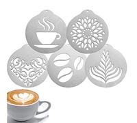 Lot de 5 pochoirs à café en acier inoxydable - Barista Cappuccino Arts Templates