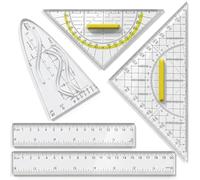 Lot de 5 pochoirs paraboliques avec poignée - Pour dessin technique, architecture, école, mathématiques