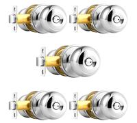 Lot de 5 poign es de porte int rieures sans cl Probrico, chrome poli, pour salle de bain/chambre