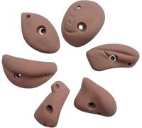 Lot De 5 Poignées d'escalade Marron pour Adultes Et Enfants, Robustes, pour Mur d'escalade, Kit d'escalade à Monter Soi-même, pour Cour Extérieure., 5pcs, Solid Wall Installation