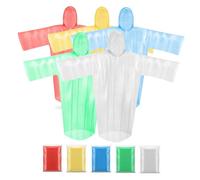 Lot de 5 ponchos de pluie jetables colorés (lot de 5, 5 couleurs) pour adultes avec capuche et manches à cordon de serrage (multicolore)