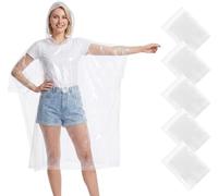 Lot de 5 Ponchos de Pluie Jetables pour Adultes, Imperméables d'urgence Avec Capuche à Cordon, Kits de Survie Familiaux pour le Camping, la Randonnée et les Activités de Plein Air