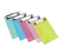 Lot de 5 porte-blocs A6 en plastique semi-transparent avec pince en métal caoutchouté, résistant aux couleurs assorties, porte-documents, 5 couleurs