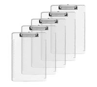 Lot de 5 porte-blocs en plastique transparent A4 avec pince en métal - Porte-bloc transparent A4 pour étudiants, bureau, école, entrepôt, événement
