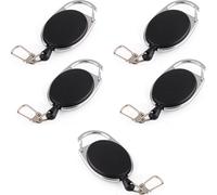 lot de 5 porte-clés avec corde de 60 cm - Porte-clés extensible - 6,5 x 3,5 cm - Mousqueton pour pantalon - Porte-clés yoyo - Clip rétractable Porte-cartes - Chaîne de clés