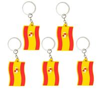 Lot de 5 porte-clés avec drapeau national en PVC pour célébrations nationales et souvenirs, Porte-clés Espagne, taille unique