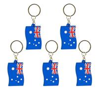 Lot de 5 porte-clés avec drapeau national en PVC pour célébrations nationales et souvenirs, Porte-clés Australie, taille unique