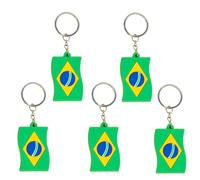 Lot de 5 porte-clés avec drapeau national en PVC pour célébrations nationales et souvenirs, Porte-clés Brésil, taille unique