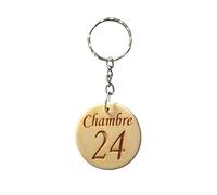 Lot de 5 porte clés bois gravés personnalisés numéros de chambre d'hôtels, gîtes, chambres d'hôtes, B&B, camping, mobil-home, chalet, casiers