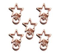 Lot de 5 porte-clés en alliage Design étoile Porter sac résistant à pendentif porte-clés Magie pour un pouvoir de fixation sûr des clés Accessoires pratiques en alliage léger, Or rose, Star