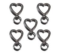 Lot de 5 porte-clés en métal avec verrou sécurisé pour sac à breloques de téléphone, Noir fusil, Love