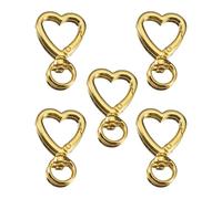 Lot de 5 porte-clés en métal avec verrou sécurisé pour sac à breloques de téléphone, Or, Love