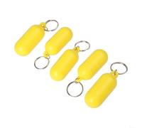 Lot de 5 porte-clés flottants ovales en ABS pour natation, kayak, rafting, bateau, accessoires de sports nautiques légers et lumineux (jaune)