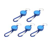 Lot de 5 porte-clés rétractables avec clip de ceinture, mousqueton robuste pour clés de maison, de voiture, cartes d'identité, bleu
