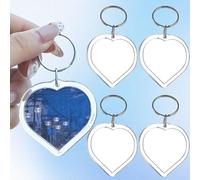 Lot de 5 porte-clés vierges en acrylique transparent avec cadre photo
