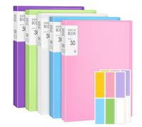 Lot de 5 porte-documents A4, 30 pochettes transparentes avec pochettes en plastique, dossiers avec pochettes en plastique, dossiers de présentation pour les particuliers, l'école et le bureau