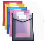Lot de 5 porte-documents étanches avec 5 dossiers transparents en forme de L - 5 couleurs - Pour l'école, le bureau