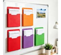 Lot de 5 porte-documents magnétiques A4, 24 x 19 x 3 cm | Porte-documents magnétique A4 - Porte-documents - Aimants - Porte-revues - Tableau blanc - Accessoires de bureau