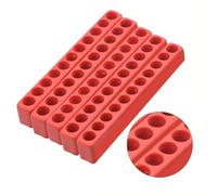 Lot de 5 porte-embouts à 11 trous pour tournevis à tige hexagonale de 6,35 mm - Organiseur de rangement d'embouts de tournevis en plastique, rouge