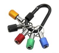 Lot de 5 porte-forets à dégagement rapide avec tige hexagonale et porte-clés - Barre d'extension de tournevis en alliage d'aluminium pour perceuses électriques - 6,35 mm