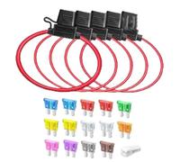 Lot de 5 porte-fusibles 12 (1) + 16 AWG (4) porte-fusibles en ligne 12 V étanches pour voiture, camion, marine, industrie + 14 fusibles standard (2 A, 3 A, 5 A, 7,5 A, 10 A, 15 A, 20 A, 25 A, 30 A, 35