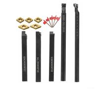 Lot de 5 porte-outils de tour indexables à tige de 8 mm pour machines-outils CNC, avec inserts CCMT060204 DCMT070204, outils de tournage anti-vibrations en alliage d'acier 40Cr