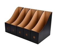 Lot de 5 Porte-revues Boîte en Carton, Pliable Range Document Carton, Imperméable Porte Revues Stockage Fichiers, Fichier Magazine Support pour Maison Bureau École Dossier Papeterie (Noir)