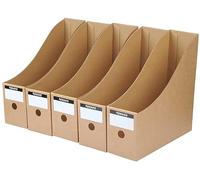 Lot de 5 Porte-revues en Carton Boîte de Rangement Organiseur de Rangement DIY Module de Classement Trieur Papier Kraft Porte Magazine de Bureau Ecole Maison pour Papier A4 Documents Dossiers Livres