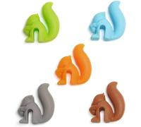 Lot de 5 porte-sachets de thé colorés en silicone en forme d'écureuil, marqueurs de boisson, support de sachet de thé pour accrocher une tasse, des tasses aux couleurs bonbon, ensemble cadeau, dessous