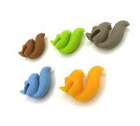 Lot de 5 porte-sachets de thé en silicone en forme d'écureuil, marqueurs de boisson en forme d'écureuil, support de sachet de thé pour accrocher une tasse, des tasses, des couleurs bonbon, ensemble