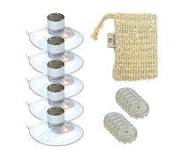 Lot de 5 Porte Savon Aimanté | Couleur Argenté | à Ventouse | sans Perçage | en Acier Inoxydable | se Fixent sur Toutes Les Surfaces | Idéal pour Salle de Bain, Cuisine