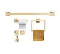 Lot de 5 porte-serviettes de salle de bain - Montage mural - En acier inoxydable 201 - Argenté - Accessoires de salle de bain modernes - Pour cuisine, hôtel et spa - Avec anneau porte-papier toilette