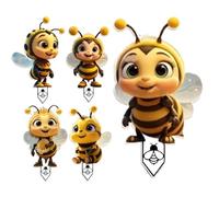 Lot de 5 poteaux de jardin décoratifs en acrylique 2D avec motif abeille - faciles à installer pour pelouse terrasse, pots de fleurs,