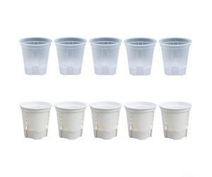 Lot de 5 Pots à Fleurs avec Soucoupes Drainage(white 150mm)